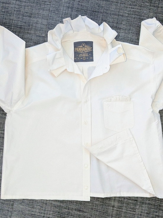 Panhandle Tops - Viral Reworked Ruffled Collar Panhandle White Gingham Buttondown.